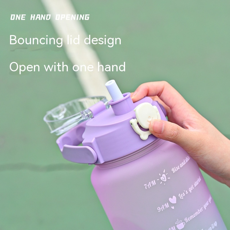 Gradient Color Frosted Portable Sport Cup Large Capacity Outdoor Fitness Sports Straw Straight Drinking Bottle - Image 2