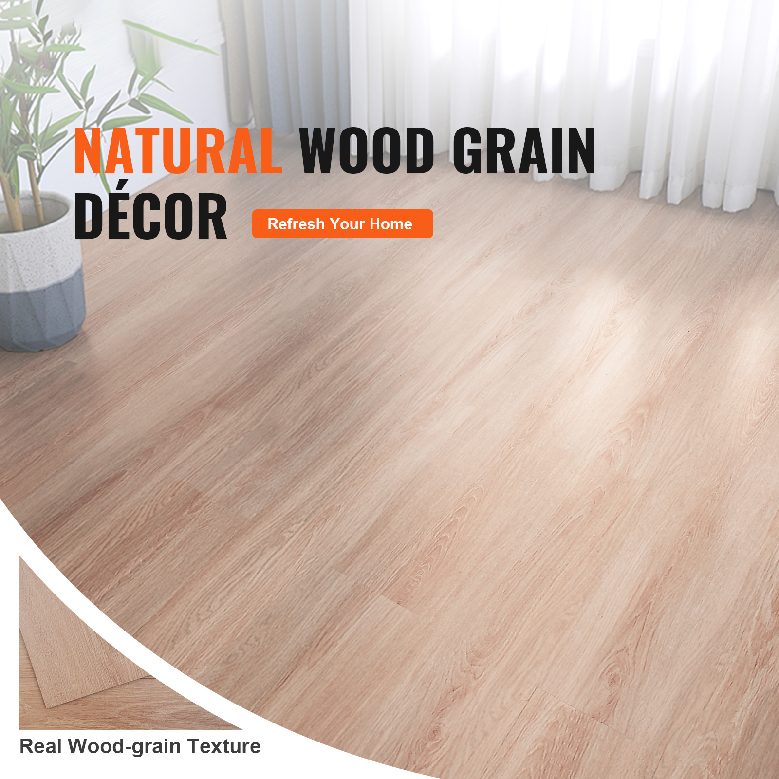 VEVOR Self Adhesive Vinyl Floor Tiles 36 X 6 Inch, 36 Tiles 2.5mm Thick Peel & Stick, Natural Wood Grain DIY Flooring For Kitchen, Dining Room, Bedrooms & Bathrooms, Easy For Home Decor - Image 7