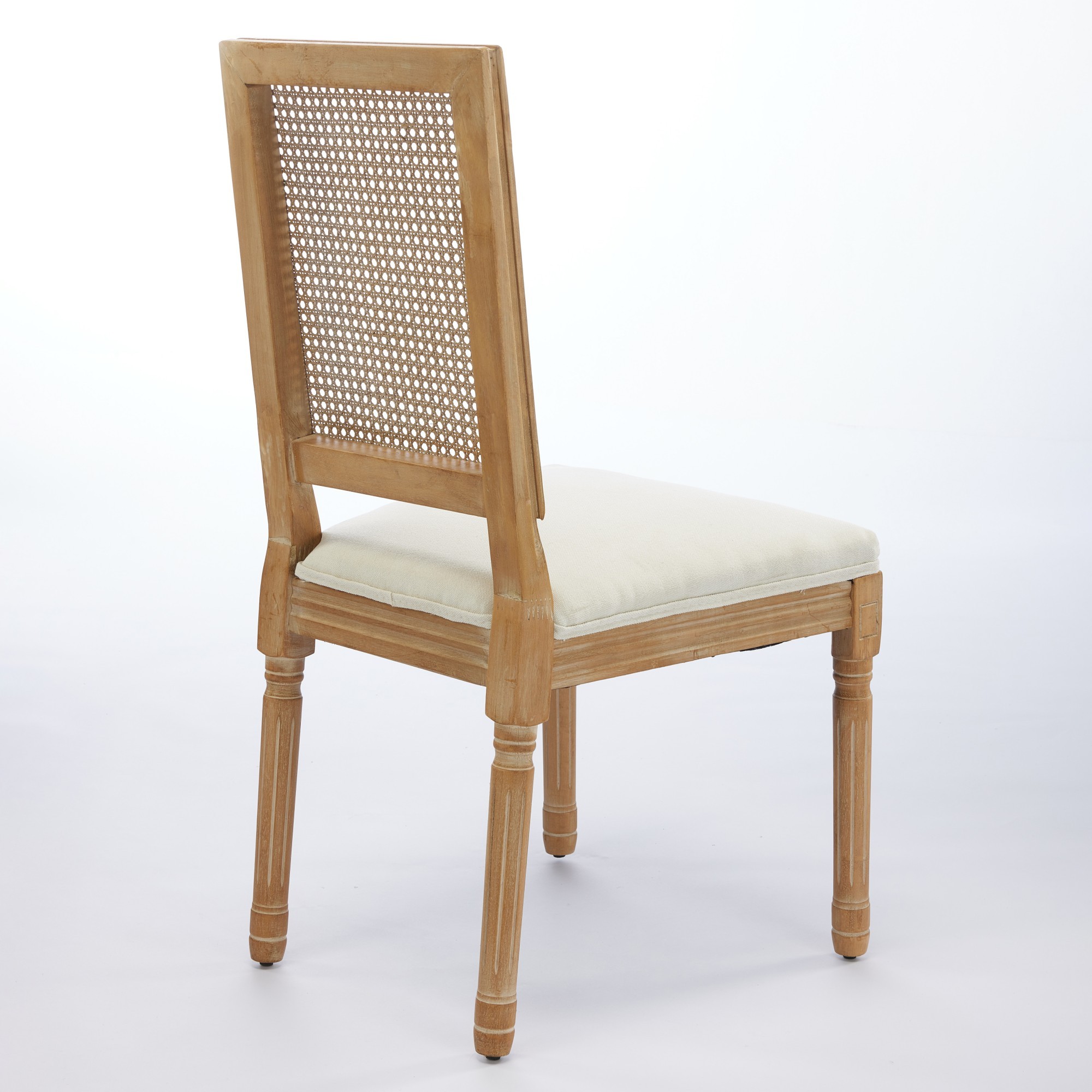 French Decor Chairs Set Of 2, Louis Dining Chairs With Square Rattan Backrest And Exquisitely Carved Solid Wood Frame For Living Room, Kitchen, Restaurant,SW1779BG, Beige - Image 4