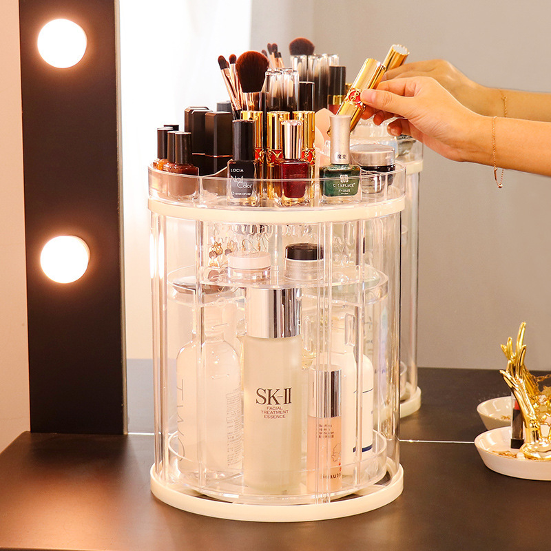 Rotating Cosmetics Storage Rack Table Red Skin Care Products Large Capacity - Image 8