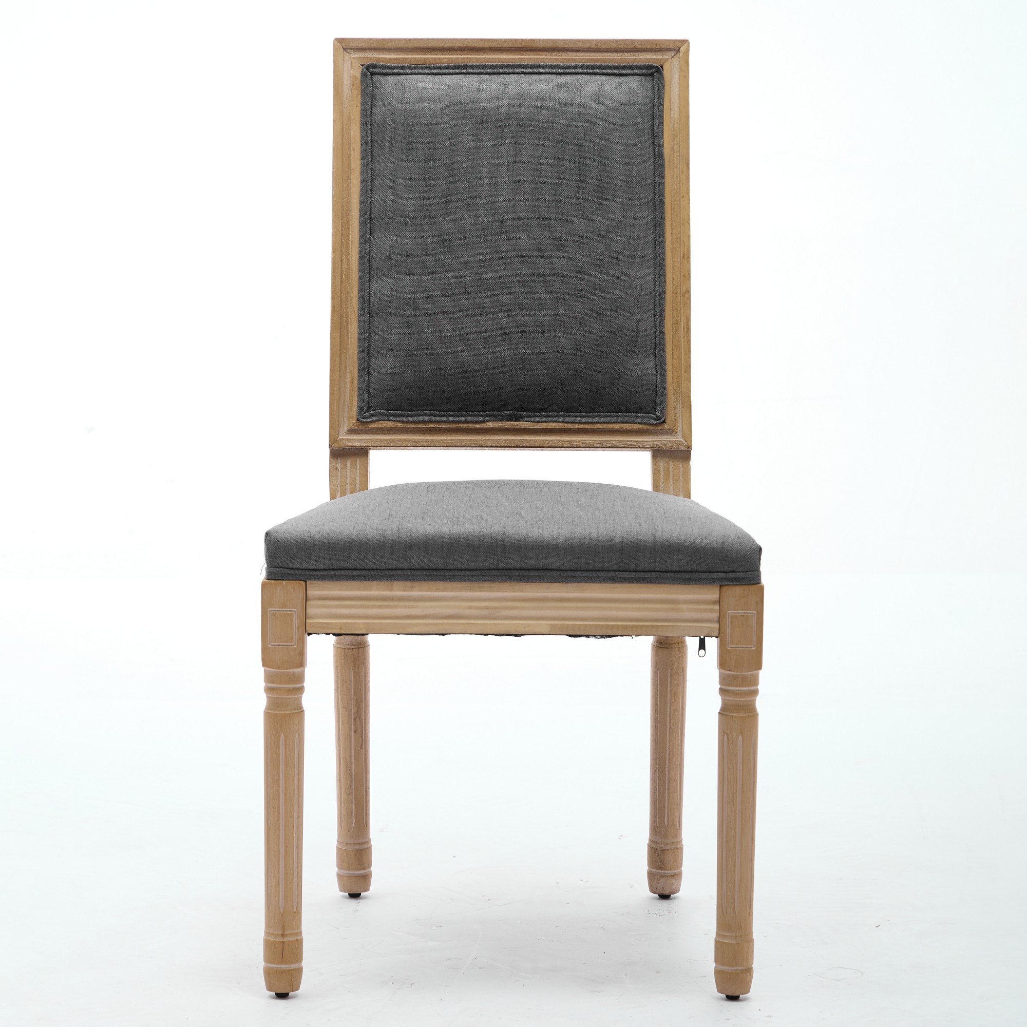 French Decor Chairs Set Of 2, Louis Dining Chairs With Square Backrest And Exquisitely Carved Solid Wood Frame For Living Room, Kitchen, Restaurant,SW1879GY, Gray - Image 2