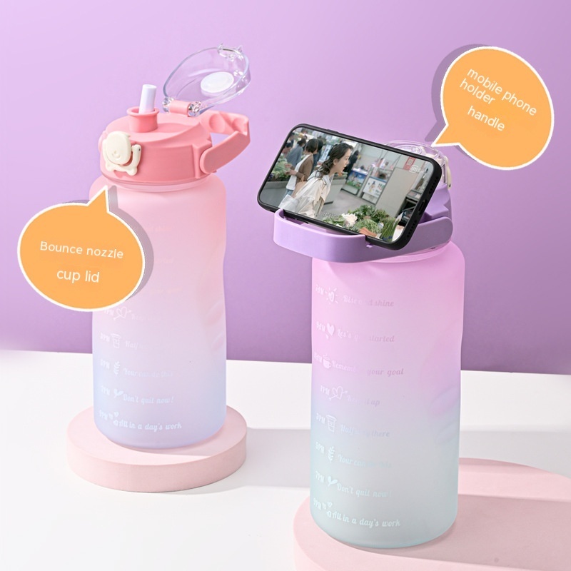 Gradient Color Frosted Portable Sport Cup Large Capacity Outdoor Fitness Sports Straw Straight Drinking Bottle - Image 5