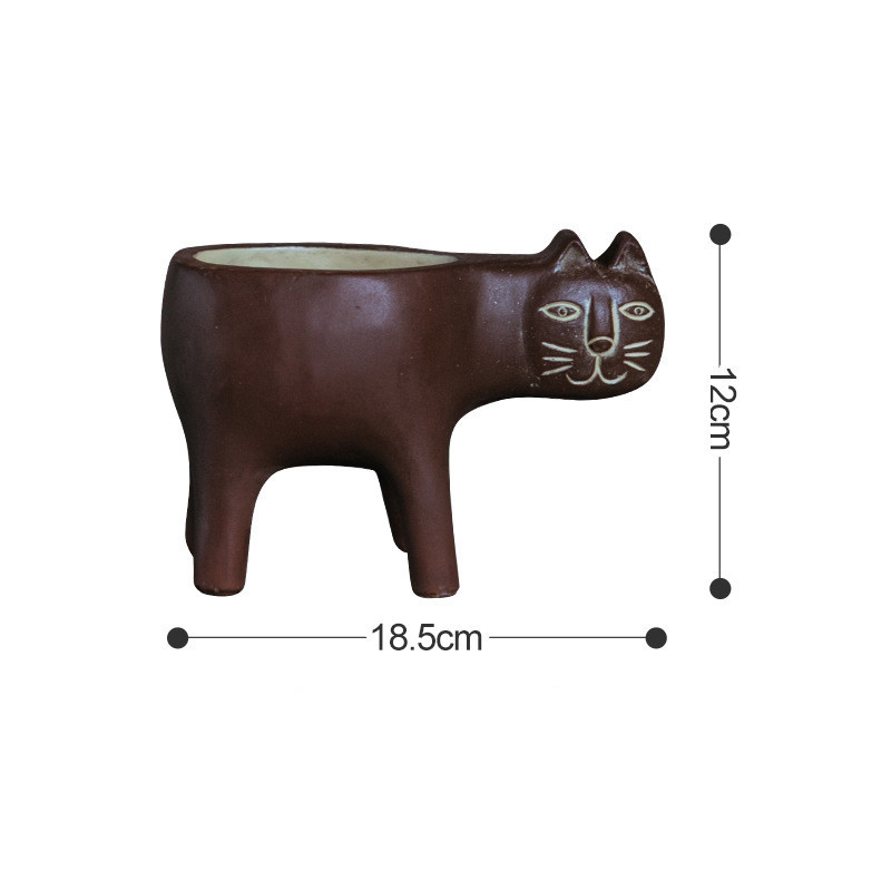 Cartoon Cat Shaped Gardening Green Planting Pots Home Crafts - Image 5