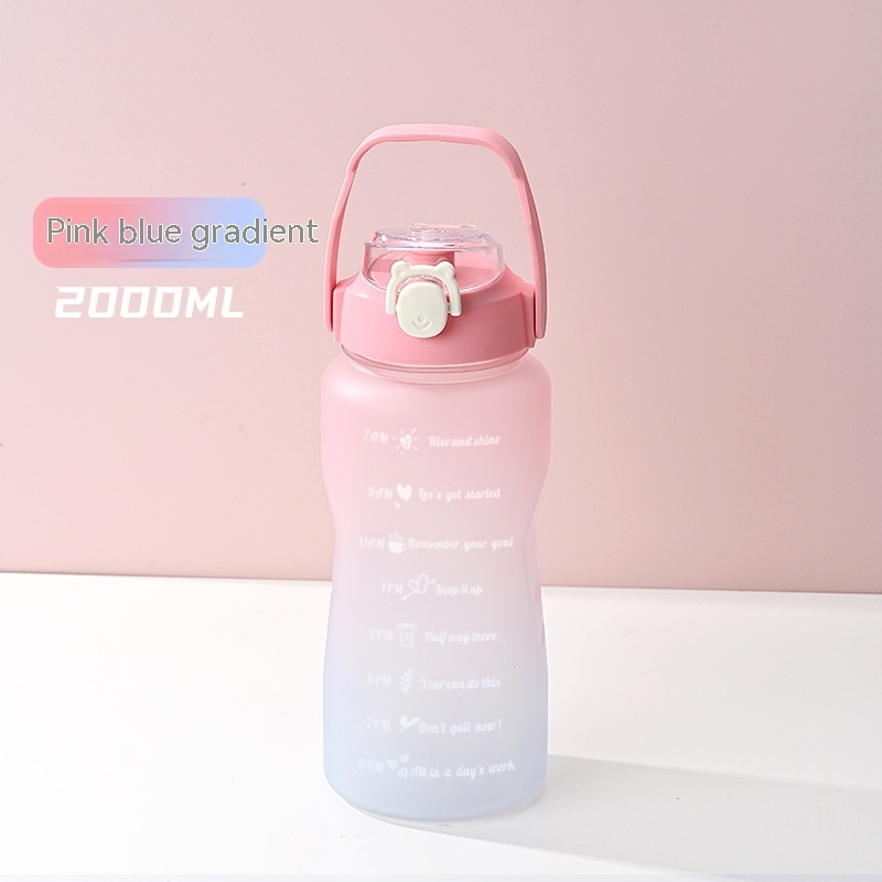 Gradient Color Frosted Portable Sport Cup Large Capacity Outdoor Fitness Sports Straw Straight Drinking Bottle - Image 8