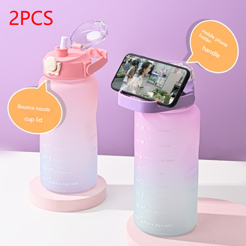 Gradient Color Frosted Portable Sport Cup Large Capacity Outdoor Fitness Sports Straw Straight Drinking Bottle - Image 7