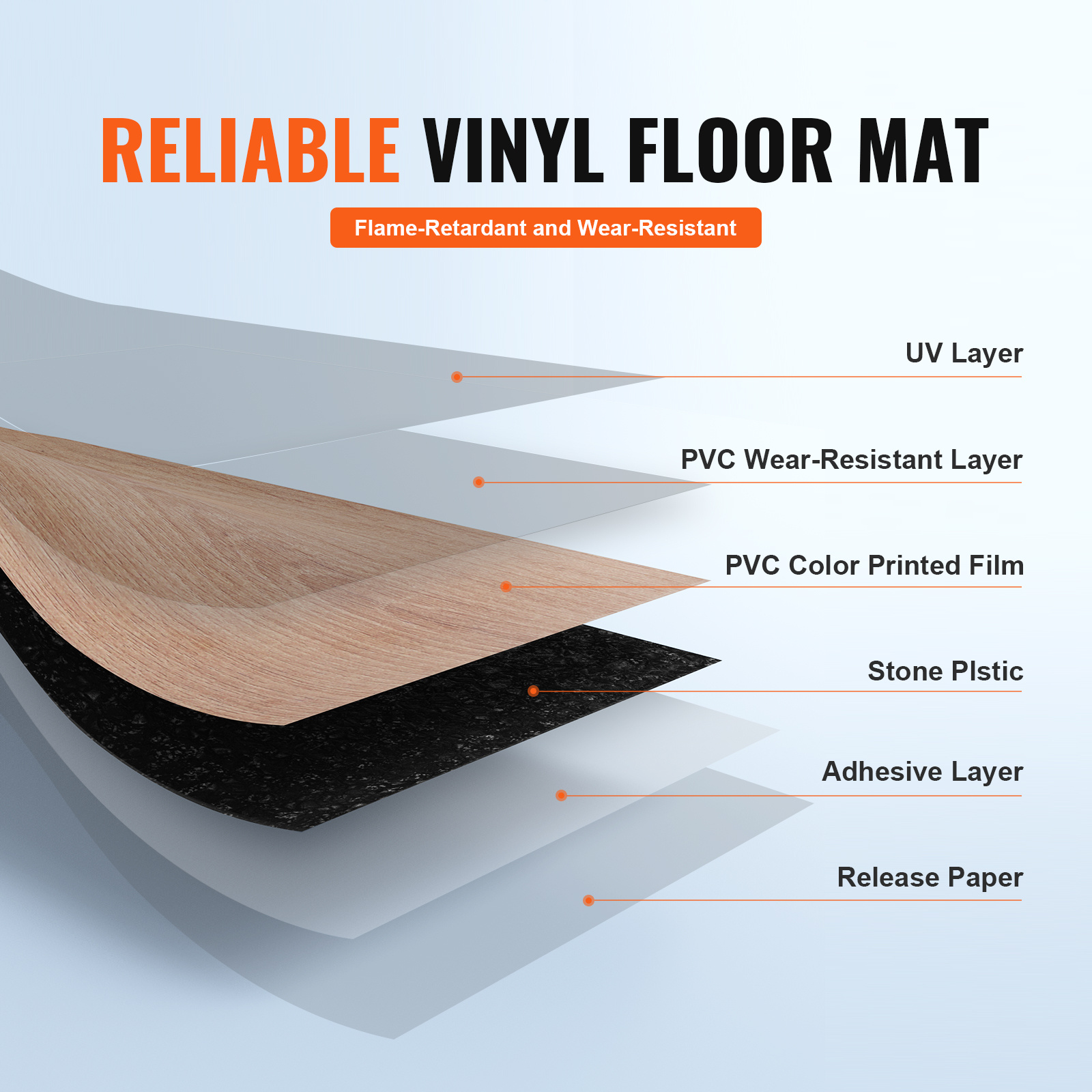 VEVOR Self Adhesive Vinyl Floor Tiles 36 X 6 Inch, 36 Tiles 2.5mm Thick Peel & Stick, Natural Wood Grain DIY Flooring For Kitchen, Dining Room, Bedrooms & Bathrooms, Easy For Home Decor - Image 8
