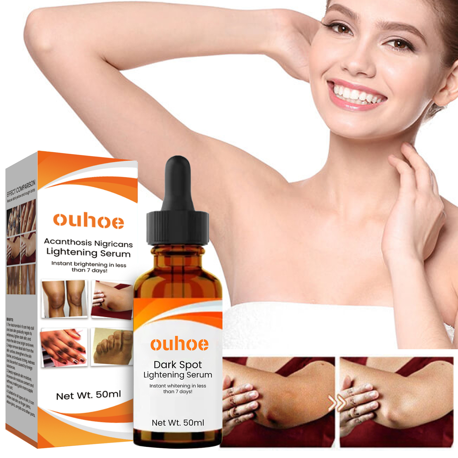 OUHOE Skin Lightening Serum, Brightening Moisturizing Remove Black Skin Beauty Essence - Image 2