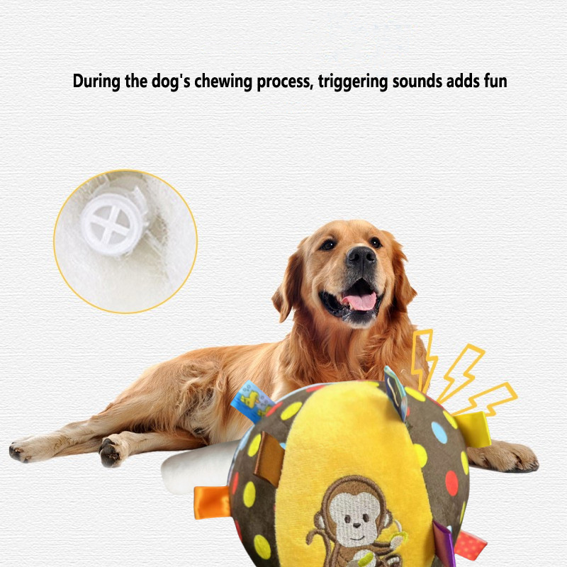Plush Dog Sound Ringing Ball, Interactive Pet Toy, Teeth Cleaning, Chewing Toy, Big Dog, Little Dog - Image 4