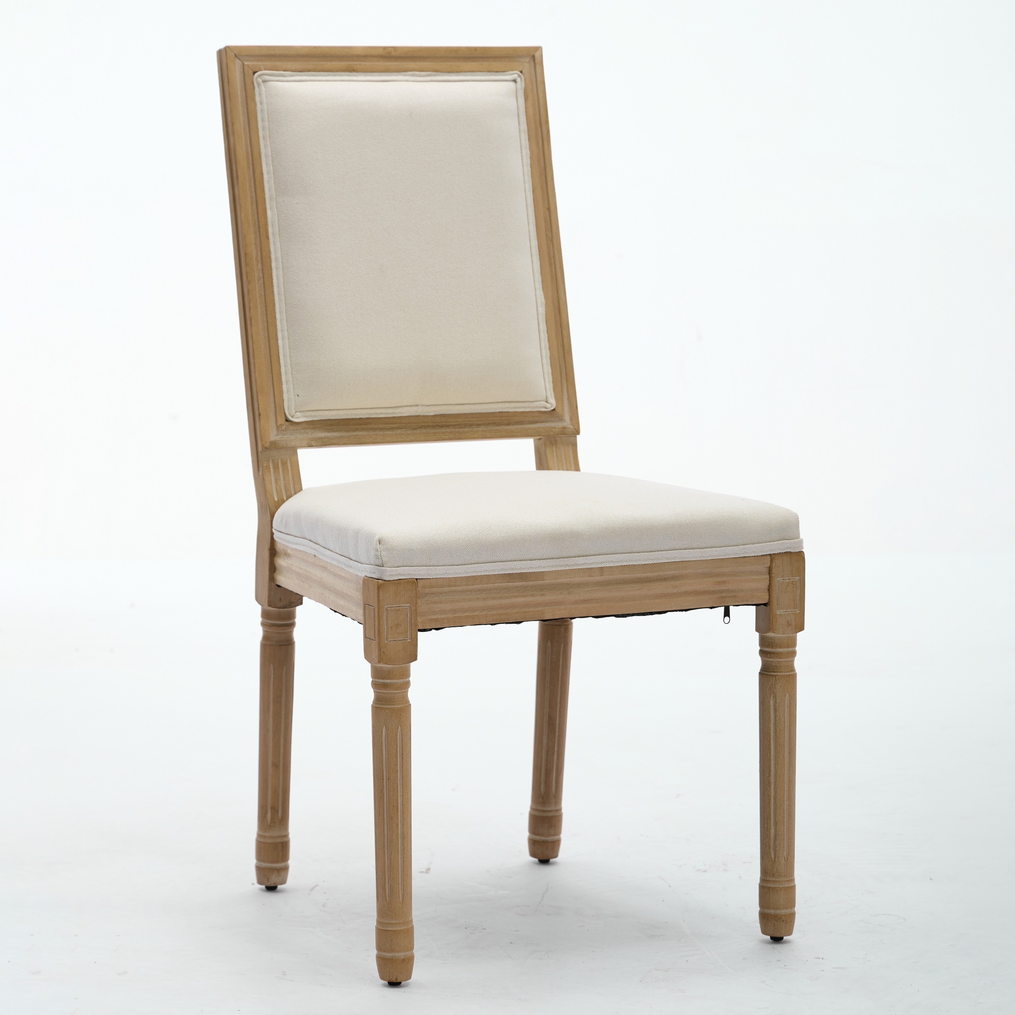 French Decor Chairs Set Of 2, Louis Dining Chairs With Square Backrest And Exquisitely Carved Solid Wood Frame For Living Room, Kitchen, Restaurant,SW1879BG, Beige - Image 2