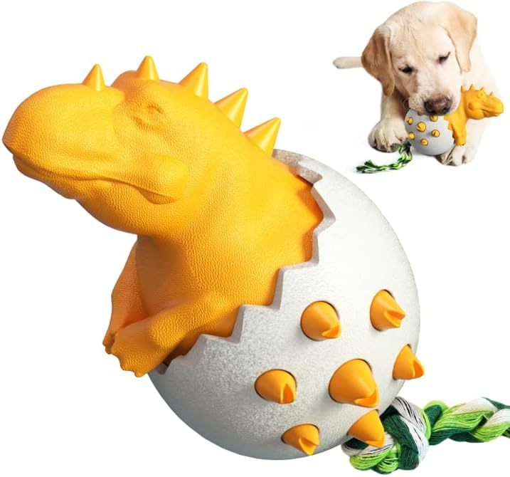 Dog Teething Toy Durable Rubber Chew Toy For Aggressive Chewers Interactive Dog Fetch Toy With Rope - Image 3