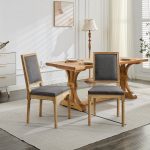 French Decor Chairs Set Of 2, Louis Dining Chairs With Square Backrest And Exquisitely Carved Solid Wood Frame For Living Room, Kitchen, Restaurant,SW1879GY, Gray
