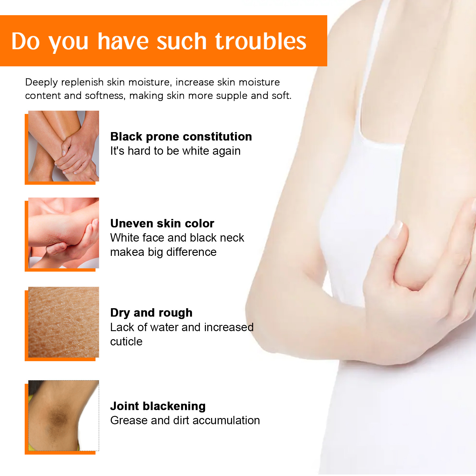 OUHOE Skin Lightening Serum, Brightening Moisturizing Remove Black Skin Beauty Essence - Image 7