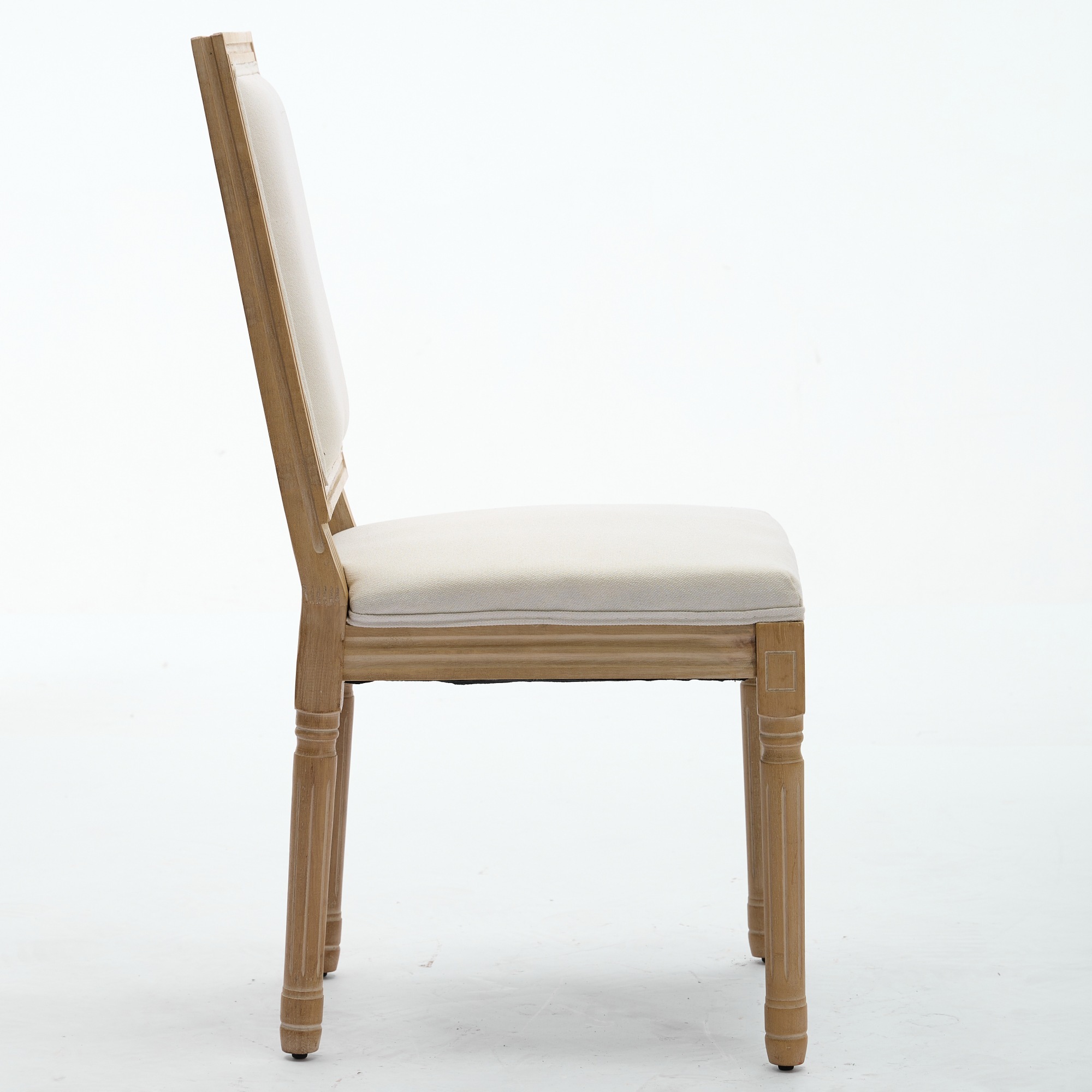 French Decor Chairs Set Of 2, Louis Dining Chairs With Square Backrest And Exquisitely Carved Solid Wood Frame For Living Room, Kitchen, Restaurant,SW1879BG, Beige - Image 5