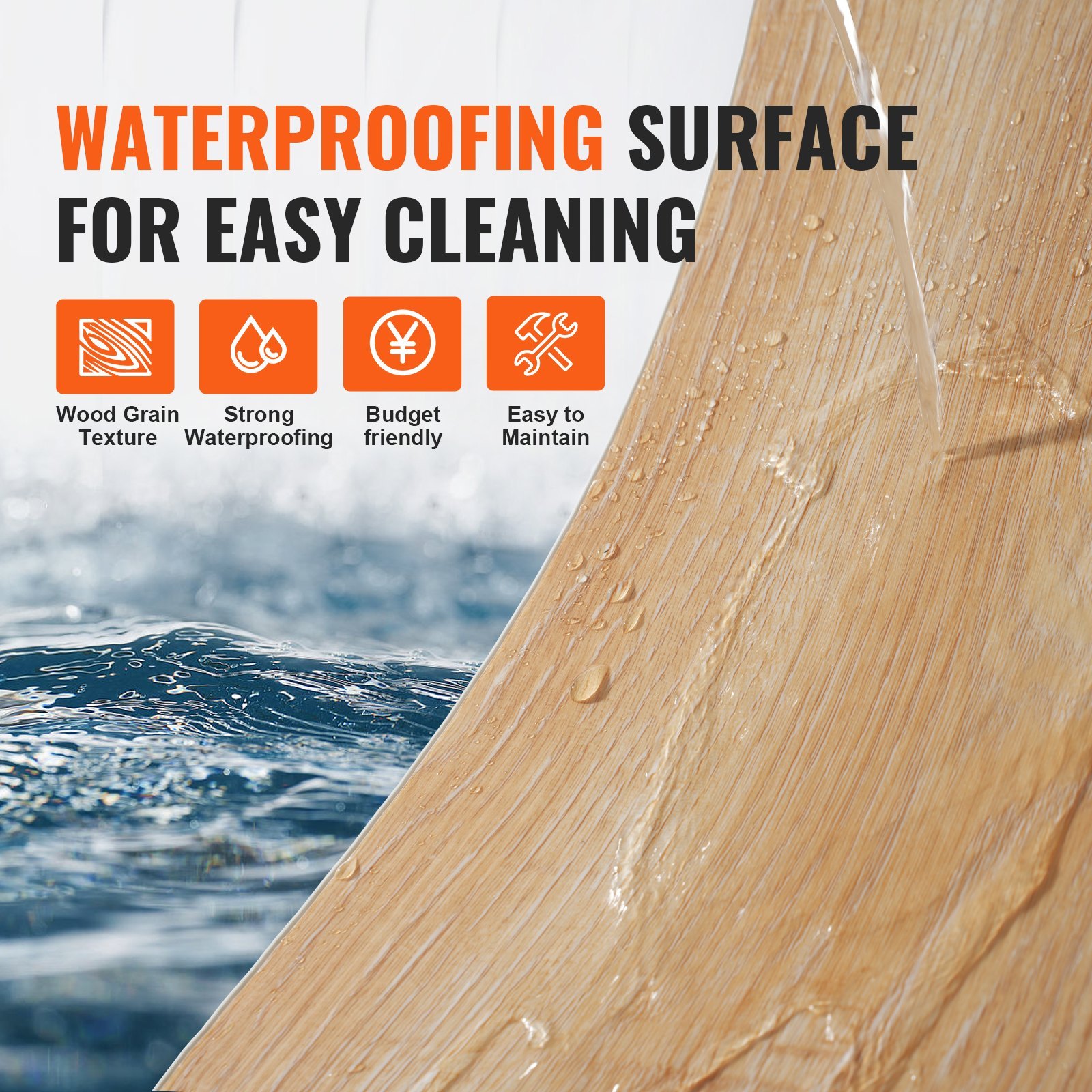 Interlocking Vinyl Floor Tiles 48 X 7.3 Inch, 10 Tiles 5.5mm Thick Snap Together, Natural Wood Grain DIY Flooring For Kitchen, Dining Room, Bedrooms & Bathrooms, Easy For Home Decor - Image 2