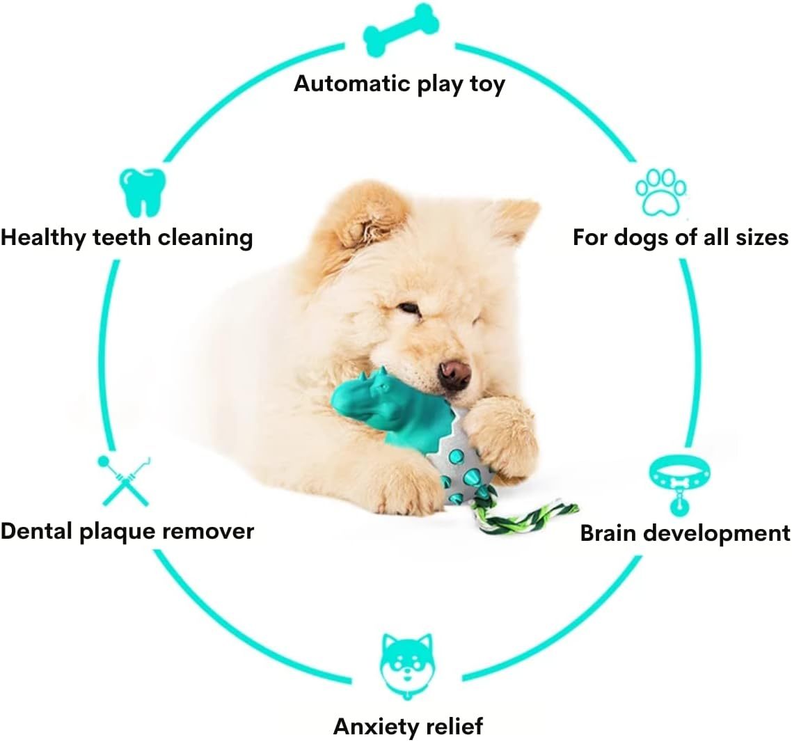 Dog Teething Toy Durable Rubber Chew Toy For Aggressive Chewers Interactive Dog Fetch Toy With Rope - Image 6