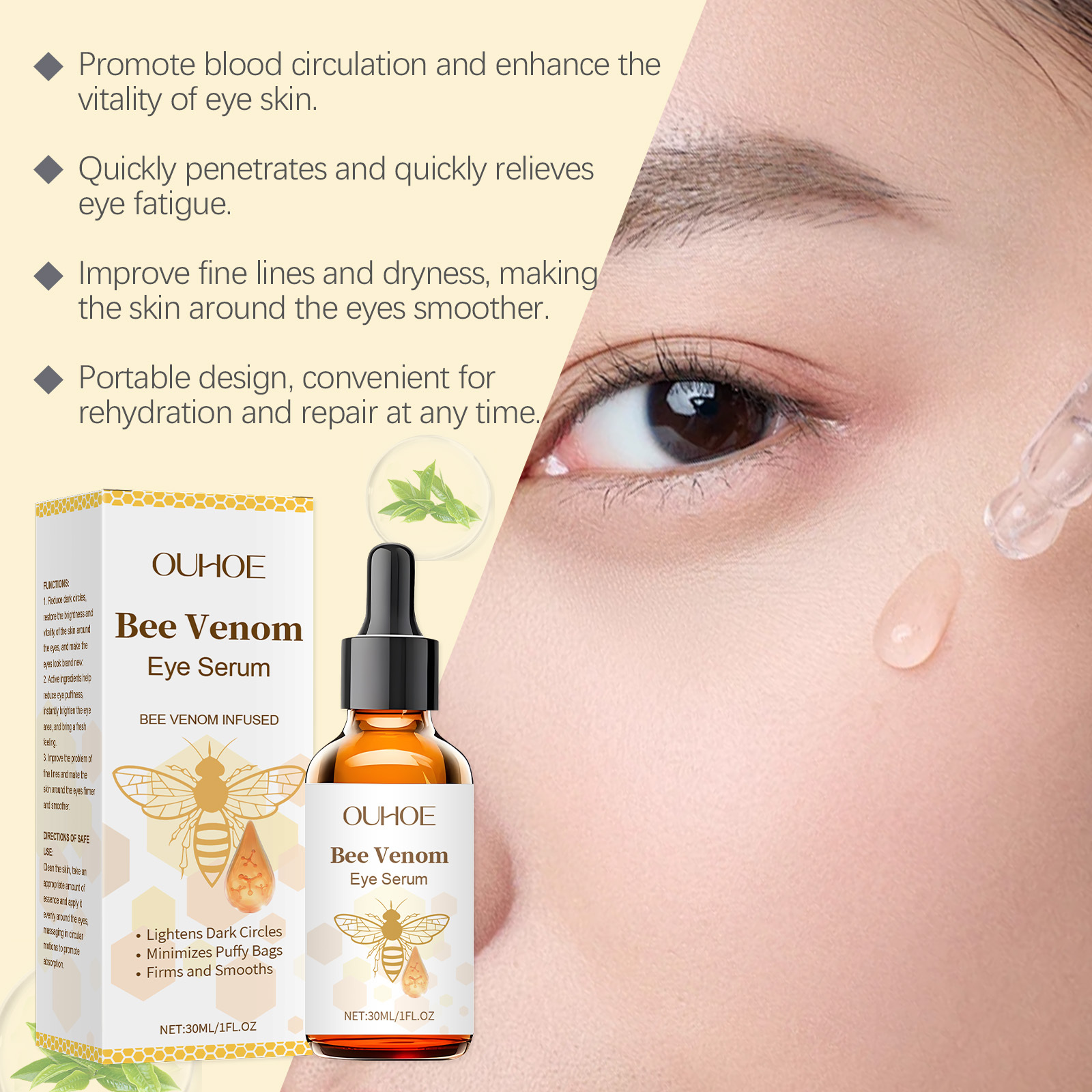 OUHOE Bee Venom Eye Serum, Gently Moisturizes And Protects Skin Eye Daily Care Serum - Image 2