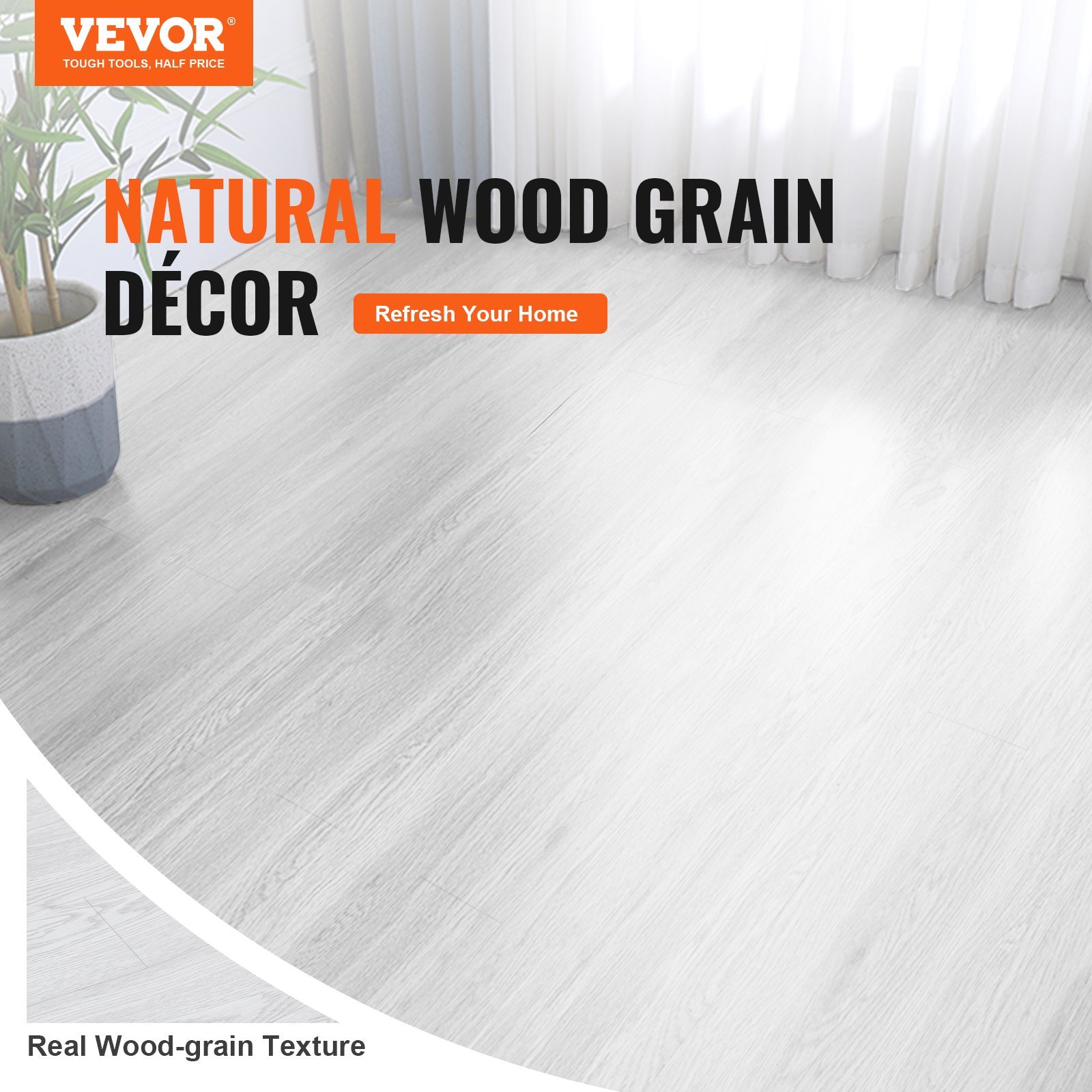 Self Adhesive Vinyl Floor Tiles 390 X 23.6 Inch, 1.5mm Thick Peel & Stick, Light Gray Wood Grain DIY Flooring For Kitchen, Dining Room, Bedrooms & Bathrooms, Easy For Home Decor - Image 5