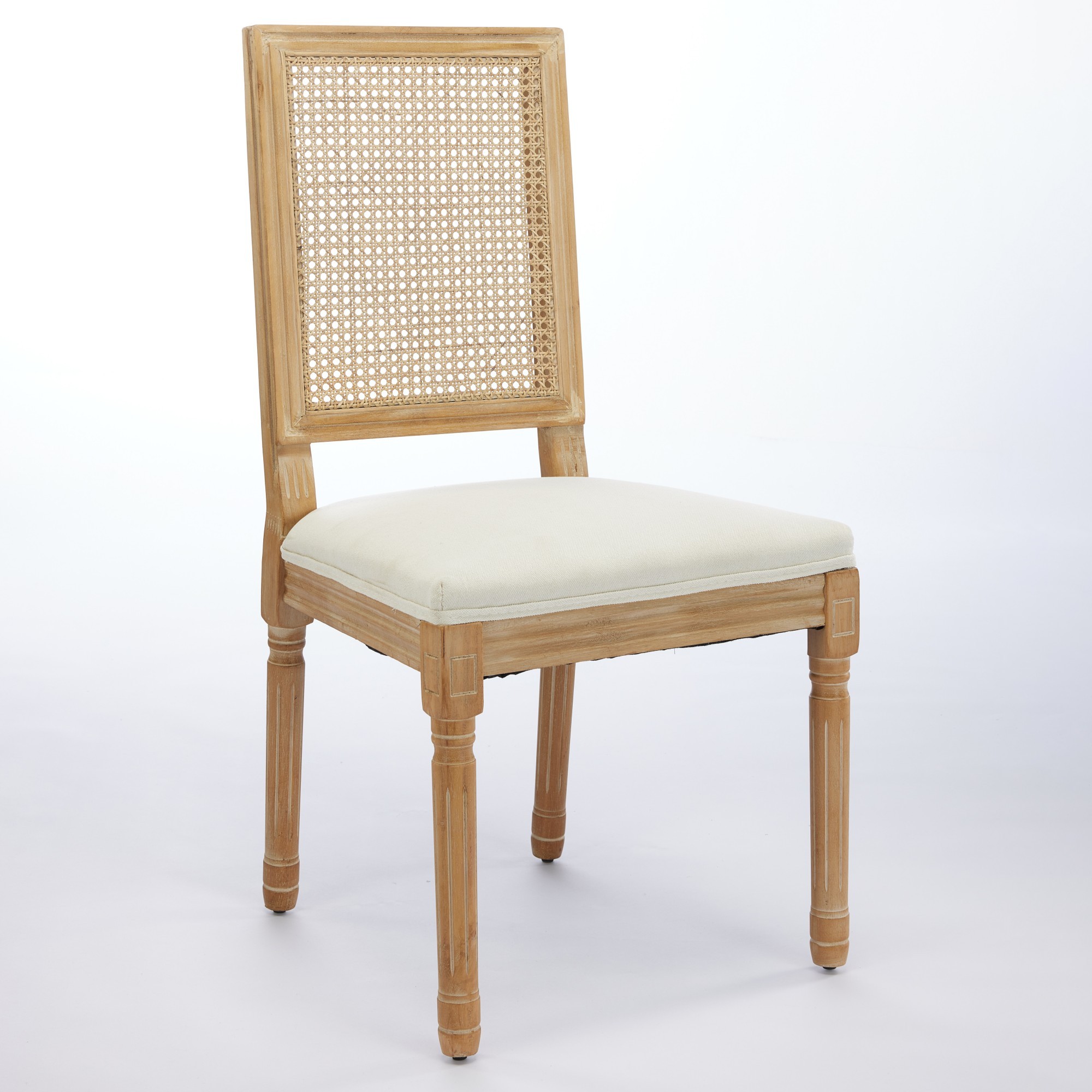 French Decor Chairs Set Of 2, Louis Dining Chairs With Square Rattan Backrest And Exquisitely Carved Solid Wood Frame For Living Room, Kitchen, Restaurant,SW1779BG, Beige - Image 3