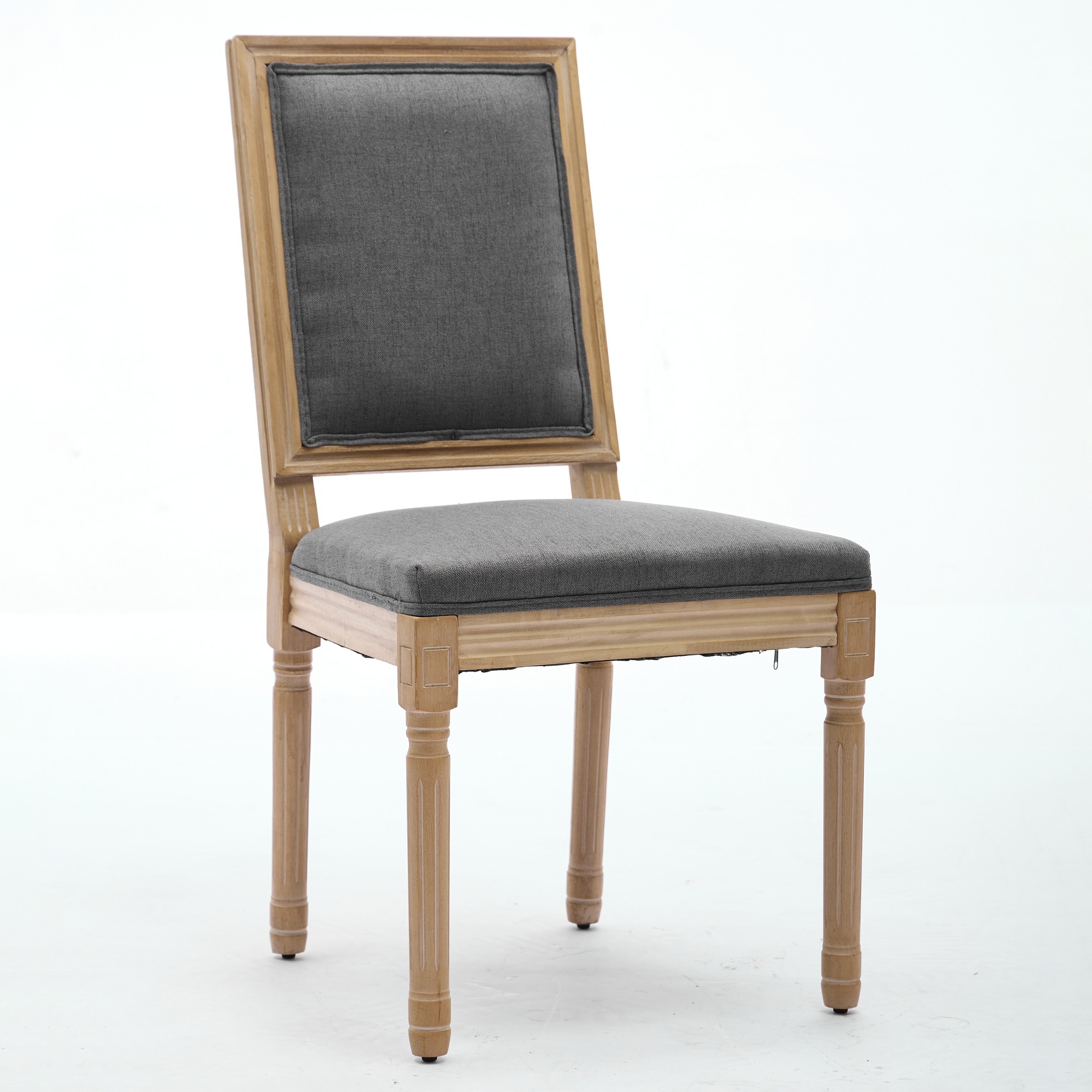 French Decor Chairs Set Of 2, Louis Dining Chairs With Square Backrest And Exquisitely Carved Solid Wood Frame For Living Room, Kitchen, Restaurant,SW1879GY, Gray - Image 6