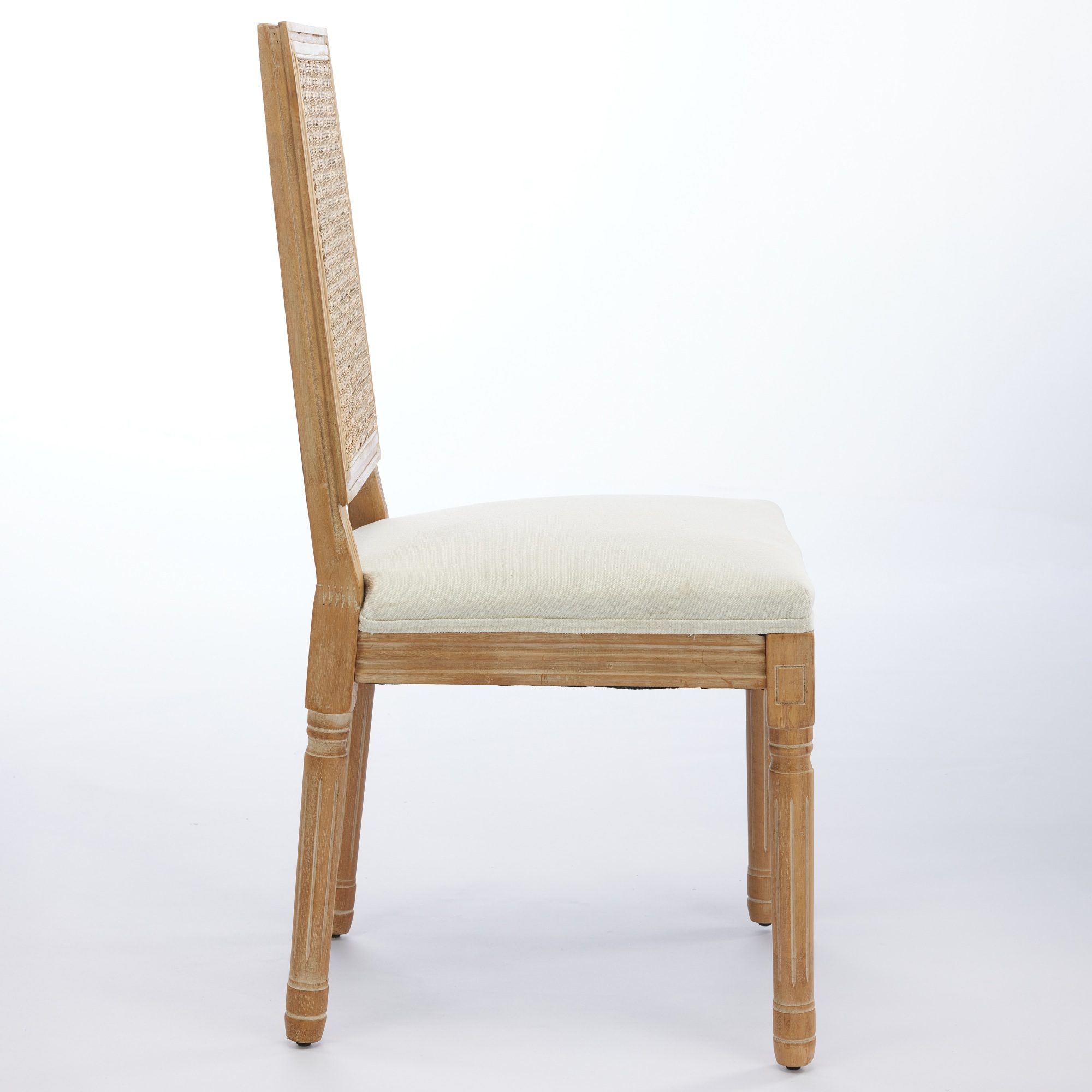 French Decor Chairs Set Of 2, Louis Dining Chairs With Square Rattan Backrest And Exquisitely Carved Solid Wood Frame For Living Room, Kitchen, Restaurant,SW1779BG, Beige - Image 6