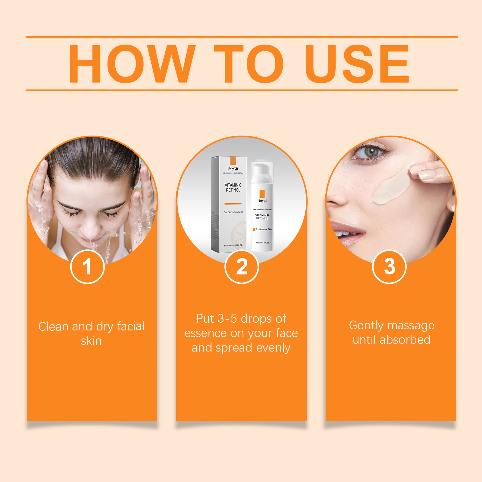 Hoygi Retinol Vitamin C Anti-Wrinkle Serum, Moisturizing Light Line Moisturizing Skin Care Facial Serum - Image 7