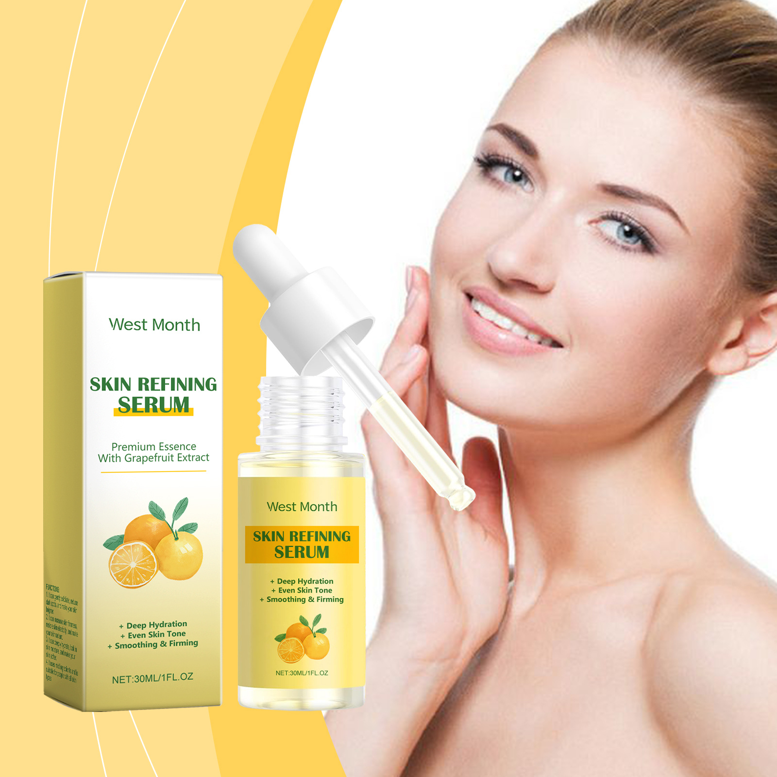 West Month Grapefruit Facial Essence, Moisturizing And Firming Skin Daily Care Serum - Image 2