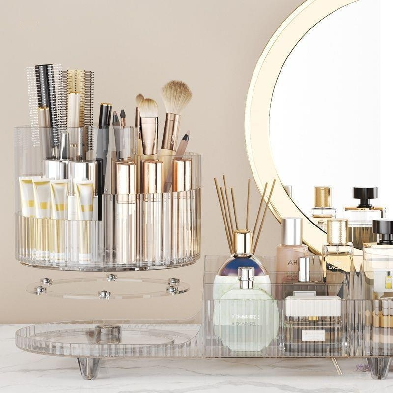 Cosmetics Storage Box Large Capacity Rotatable Dresser Table Lipstick Skin Care Products Transparent Rack Acrylic - Image 3