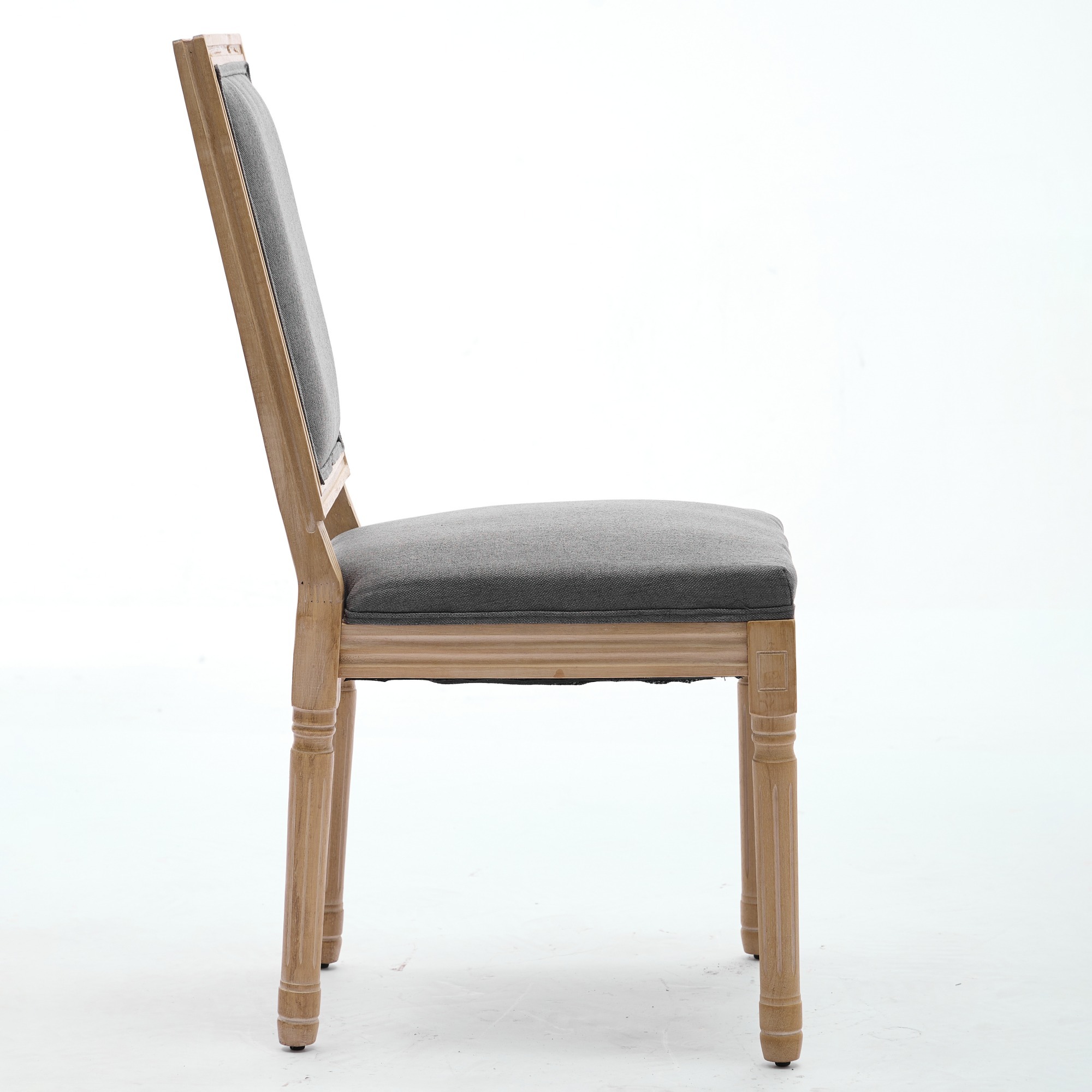 French Decor Chairs Set Of 2, Louis Dining Chairs With Square Backrest And Exquisitely Carved Solid Wood Frame For Living Room, Kitchen, Restaurant,SW1879GY, Gray - Image 4