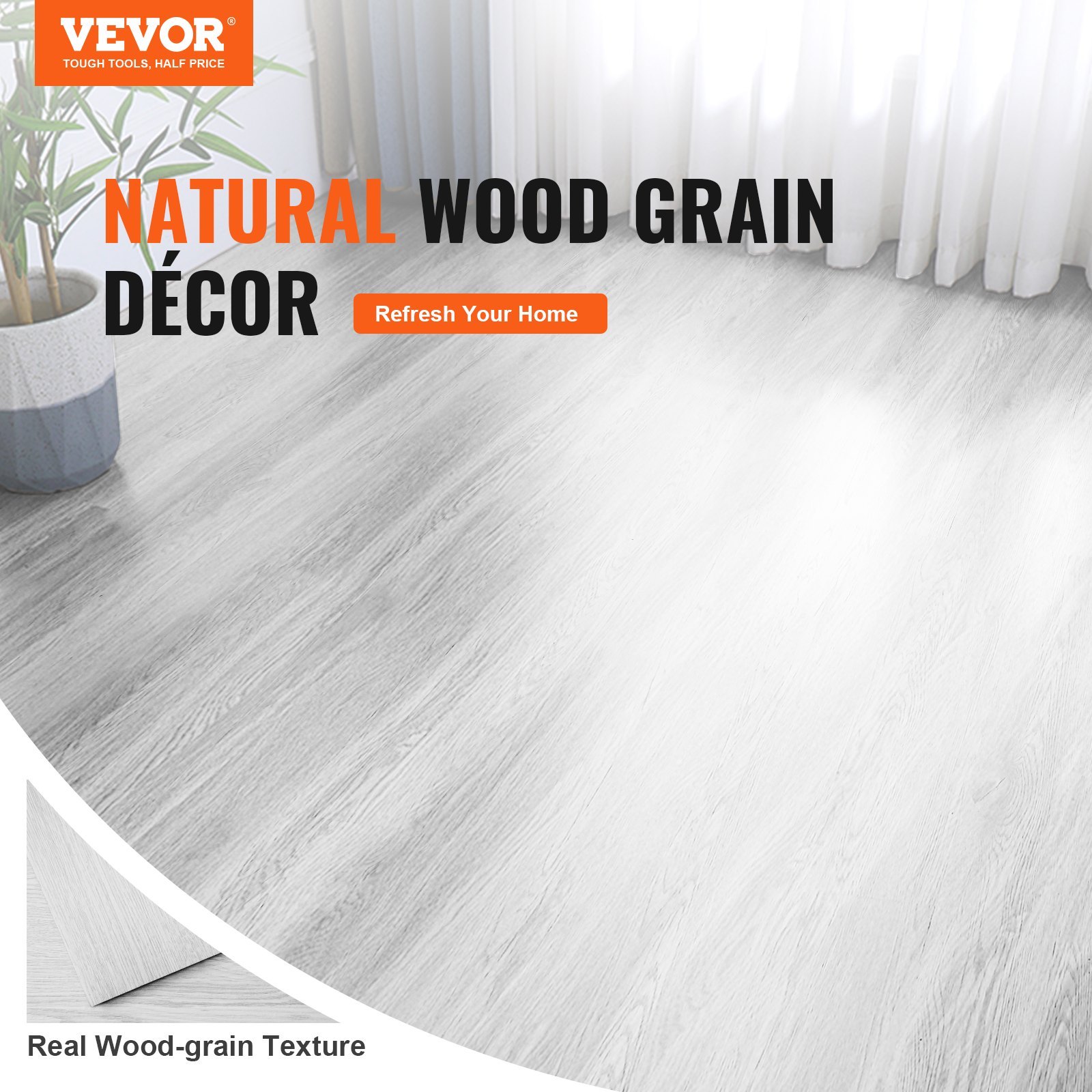Self Adhesive Vinyl Floor Tiles 36 X 6 Inch, 36 Tiles 2.5mm Thick Peel & Stick, Light Gray Wood Grain DIY Flooring For Kitchen, Dining Room, Bedrooms & Bathrooms, Easy For Home Decor - Image 2