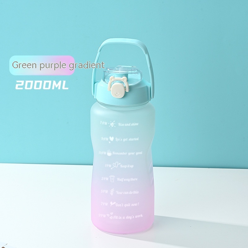 Gradient Color Frosted Portable Sport Cup Large Capacity Outdoor Fitness Sports Straw Straight Drinking Bottle - Image 9