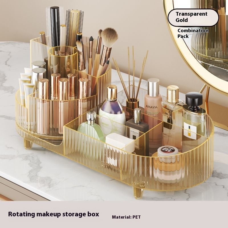 Cosmetics Storage Box Large Capacity Rotatable Dresser Table Lipstick Skin Care Products Transparent Rack Acrylic - Image 2