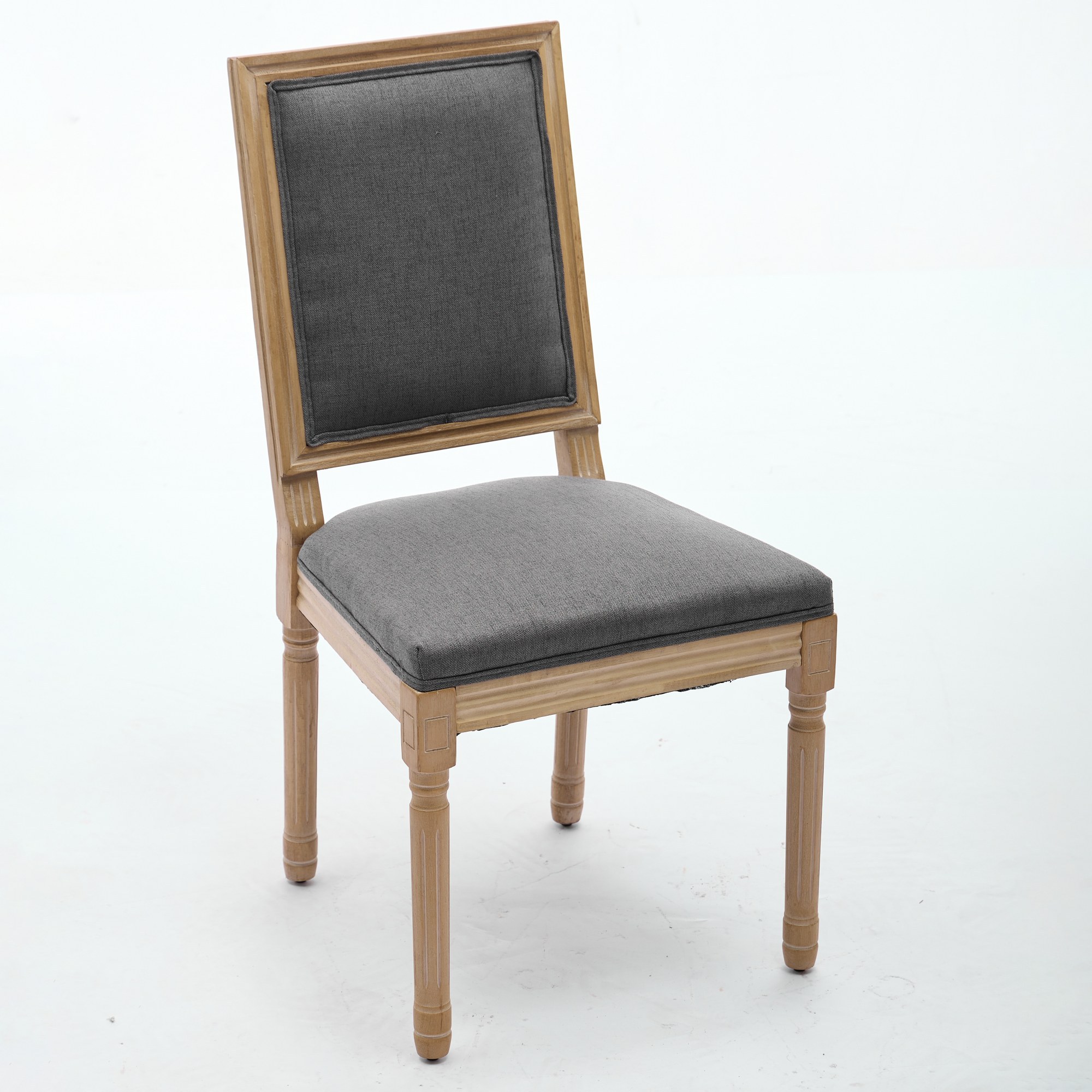 French Decor Chairs Set Of 2, Louis Dining Chairs With Square Backrest And Exquisitely Carved Solid Wood Frame For Living Room, Kitchen, Restaurant,SW1879GY, Gray - Image 5