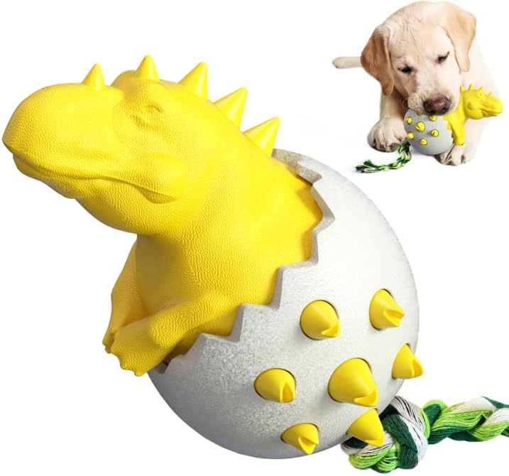 Dog Teething Toy Durable Rubber Chew Toy For Aggressive Chewers Interactive Dog Fetch Toy With Rope - Image 2
