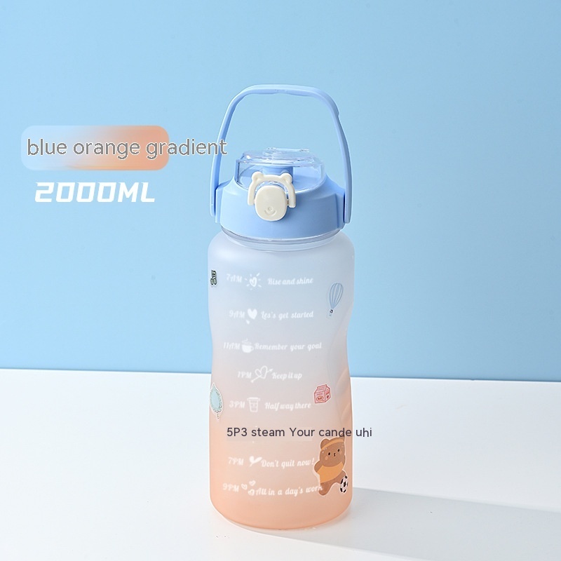 Gradient Color Frosted Portable Sport Cup Large Capacity Outdoor Fitness Sports Straw Straight Drinking Bottle - Image 6