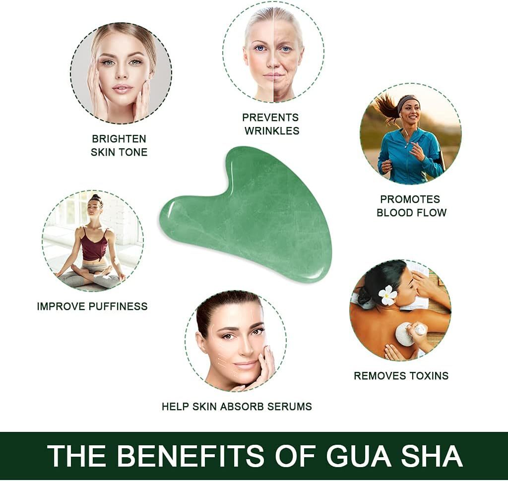 Gua Sha Massage Tools & Rosehip Oil In One Set, Nature Jade Stone Facial Gua Sha Products For Skin Massage, Beauty And Moisturizing , With Nice Travel Pouch - Image 7