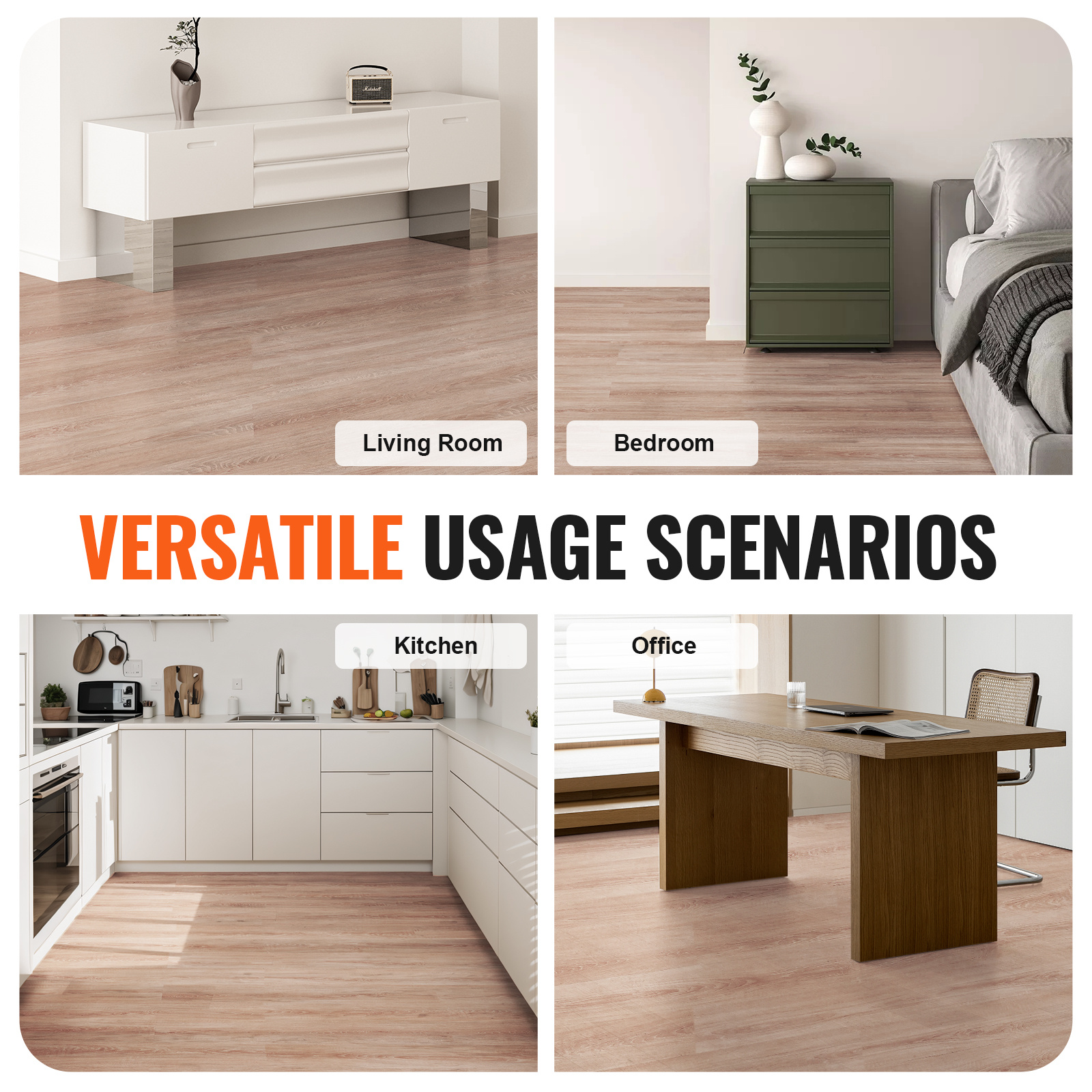 VEVOR Self Adhesive Vinyl Floor Tiles 36 X 6 Inch, 36 Tiles 2.5mm Thick Peel & Stick, Natural Wood Grain DIY Flooring For Kitchen, Dining Room, Bedrooms & Bathrooms, Easy For Home Decor - Image 5