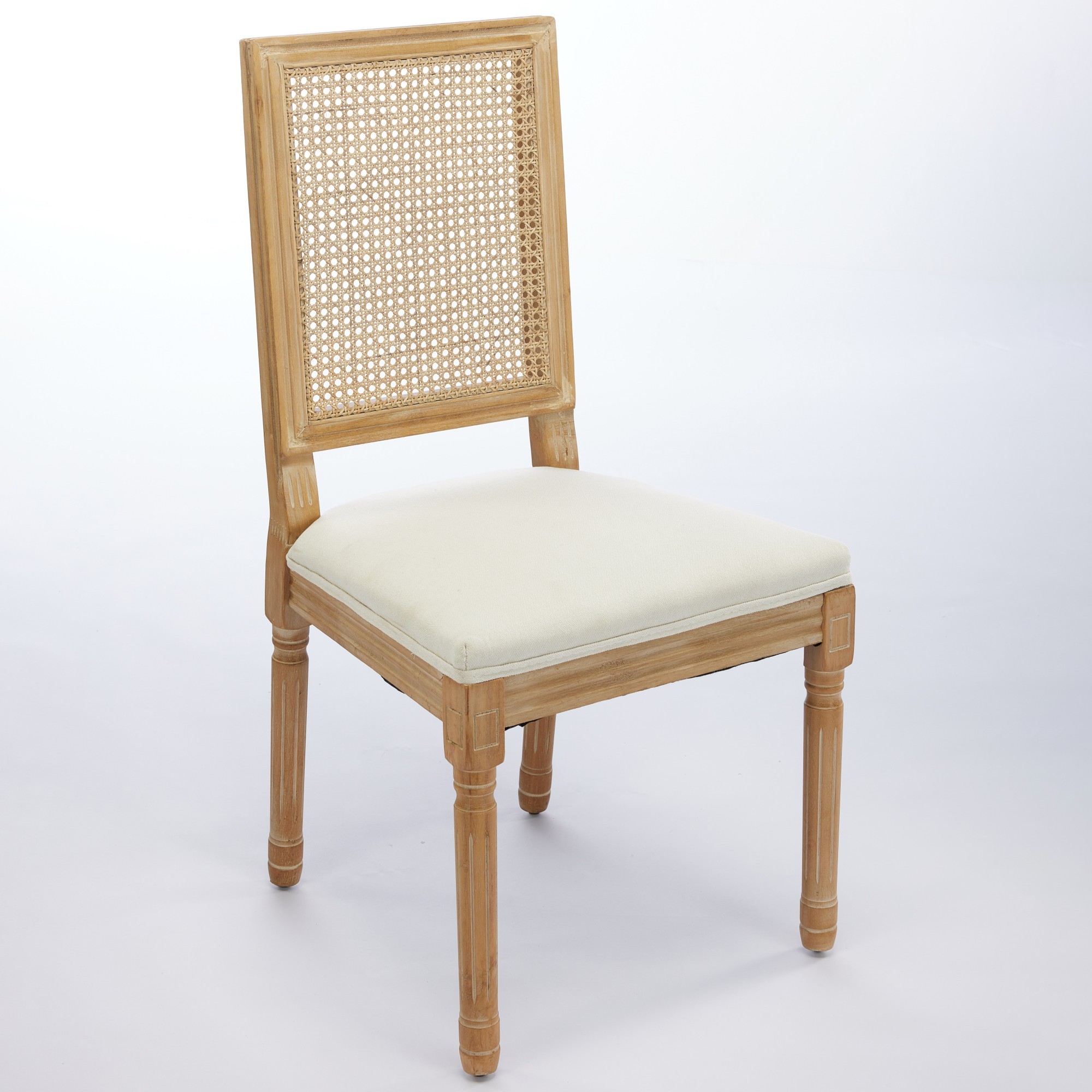 French Decor Chairs Set Of 2, Louis Dining Chairs With Square Rattan Backrest And Exquisitely Carved Solid Wood Frame For Living Room, Kitchen, Restaurant,SW1779BG, Beige - Image 5