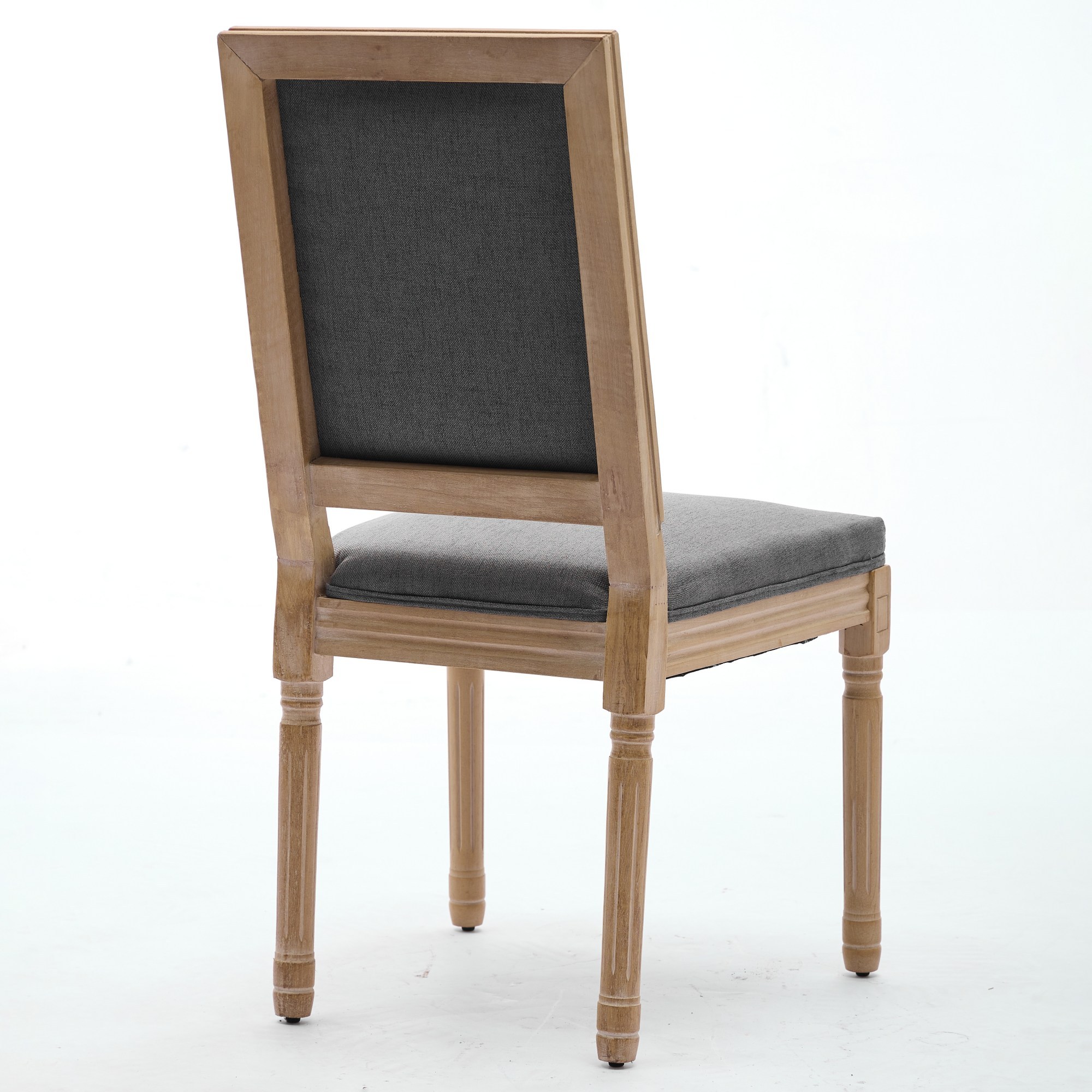 French Decor Chairs Set Of 2, Louis Dining Chairs With Square Backrest And Exquisitely Carved Solid Wood Frame For Living Room, Kitchen, Restaurant,SW1879GY, Gray - Image 3