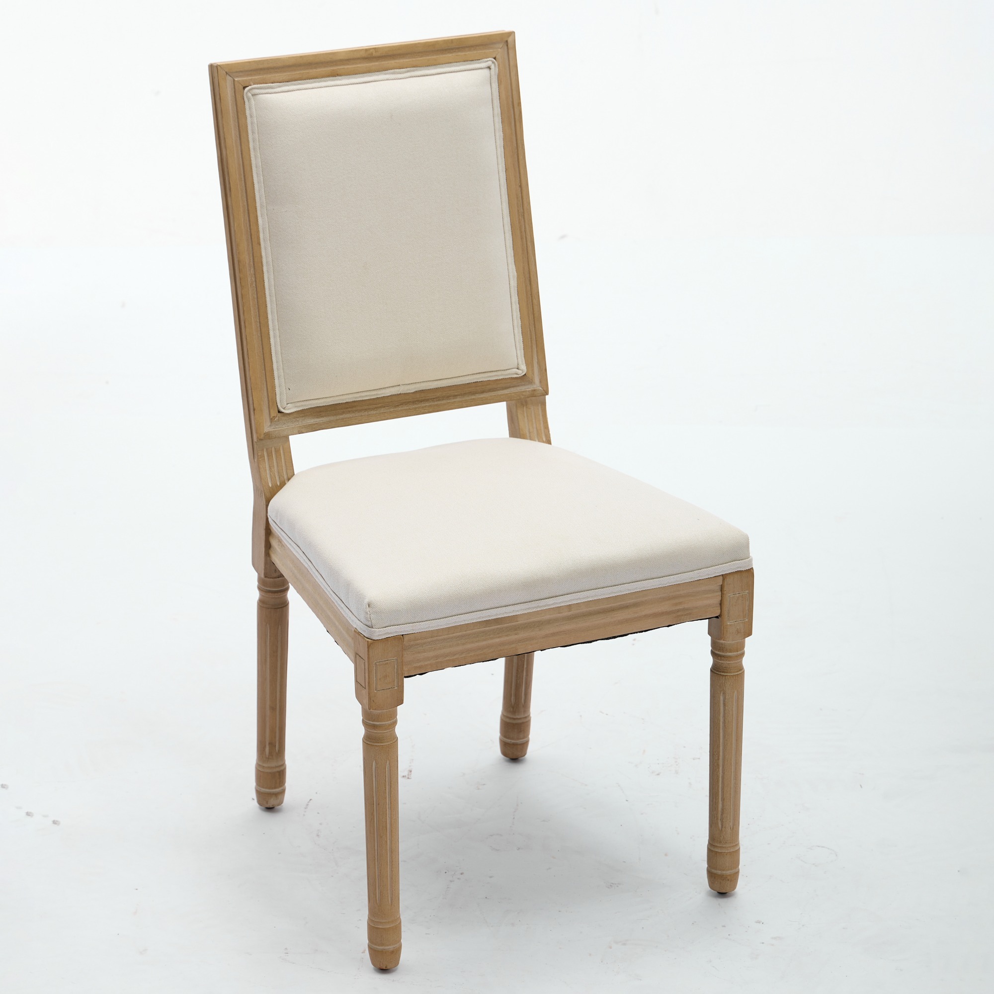 French Decor Chairs Set Of 2, Louis Dining Chairs With Square Backrest And Exquisitely Carved Solid Wood Frame For Living Room, Kitchen, Restaurant,SW1879BG, Beige - Image 3