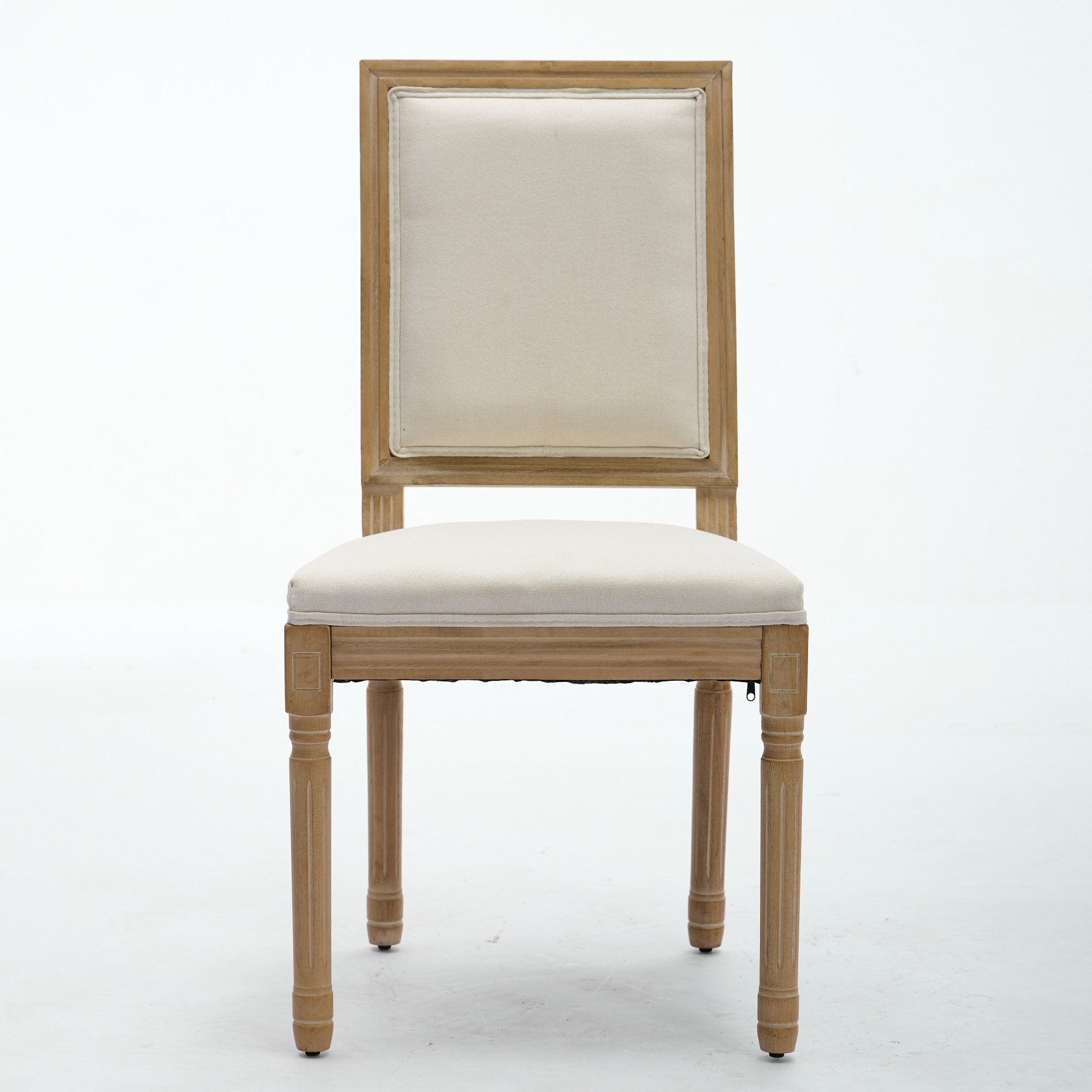 French Decor Chairs Set Of 2, Louis Dining Chairs With Square Backrest And Exquisitely Carved Solid Wood Frame For Living Room, Kitchen, Restaurant,SW1879BG, Beige - Image 4