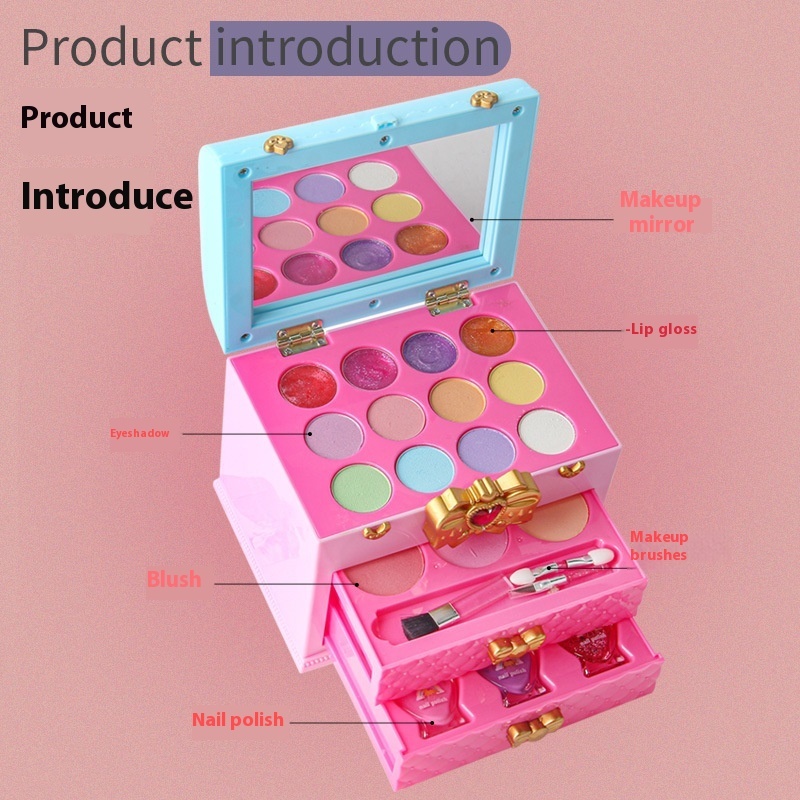 Children's Cosmetics Suit Girls' Cosmetics Pouch Toys Play House Portable Box Bags - Image 3