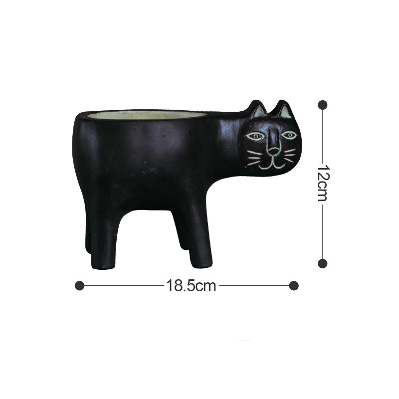 Cartoon Cat Shaped Gardening Green Planting Pots Home Crafts - Image 2